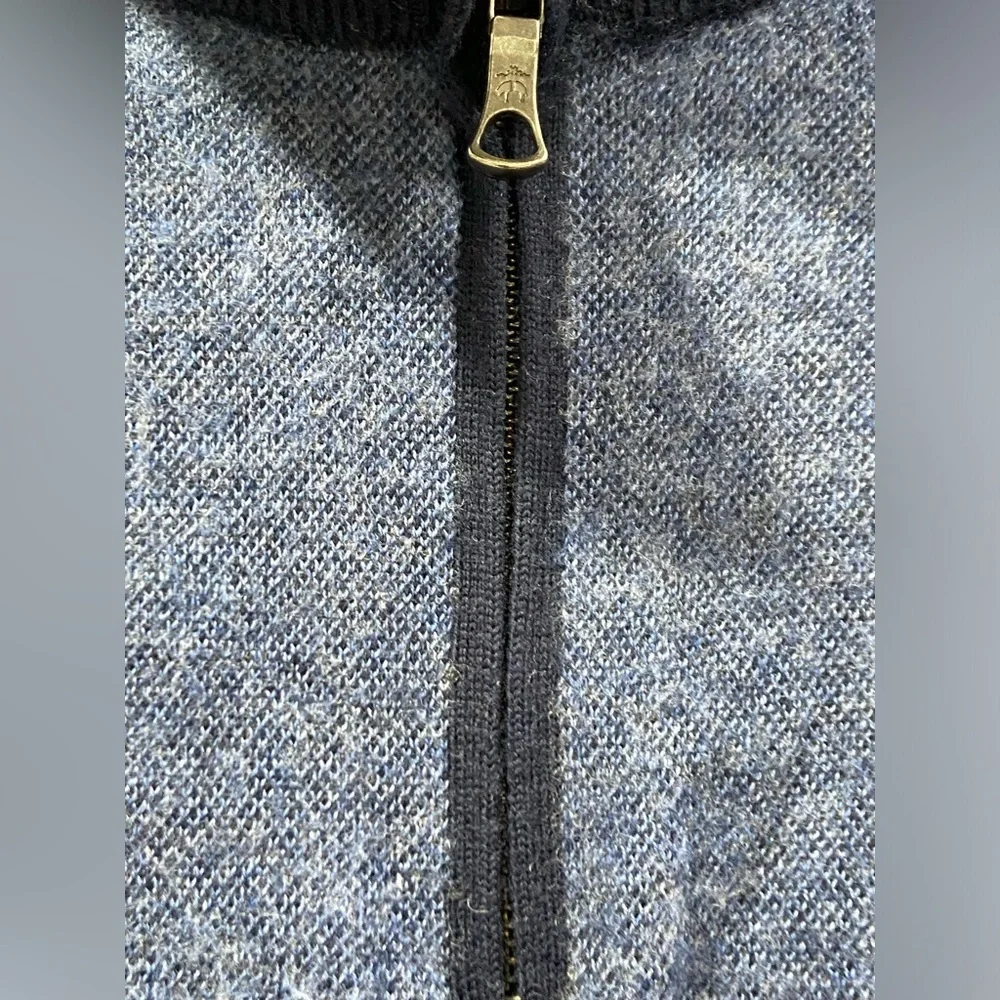 Brooks Brothers Extra Fine Merino Wool Sweater Mens Large Blue Quarter ¼ Zip